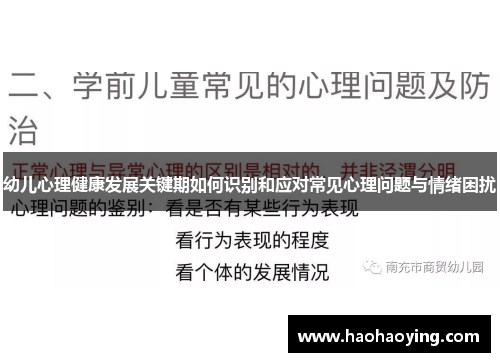 幼儿心理健康发展关键期如何识别和应对常见心理问题与情绪困扰